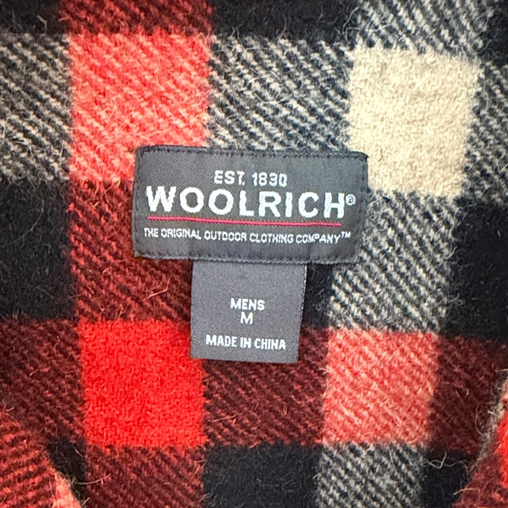 Woolrich Red/Black Plaid Wool Shirt Jacket – Men’s Medium - Picture 2 of 4